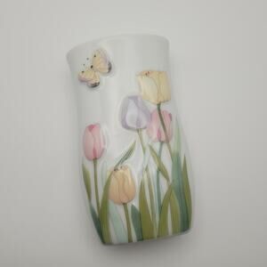 Ceramic Tulip Vase Butterfly Floral Cottagecore Garden Mothers Day Gift Japan